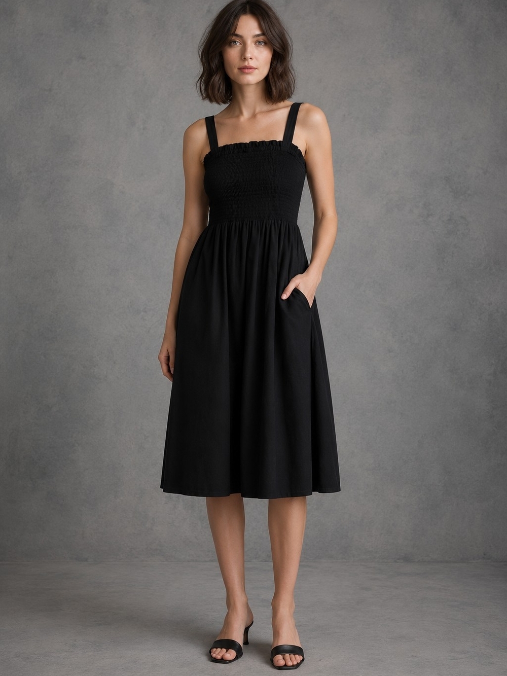 Woman Midi Dress with Straps